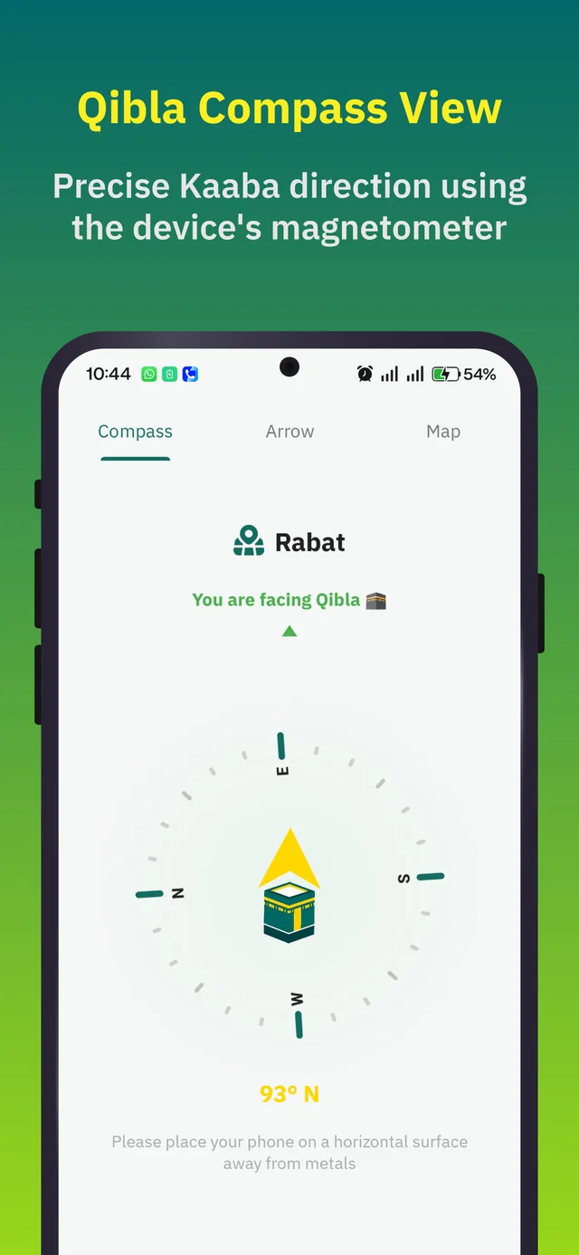 Qibla compass using the phone's magnetometer