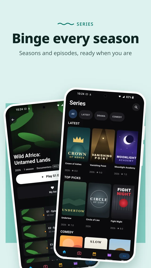 Series: seasons and episodes, ready when you are